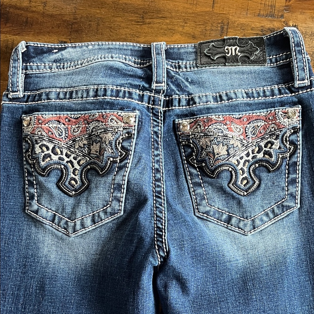 Miss Me Boot Cut Jeans with Embroidered Pockets